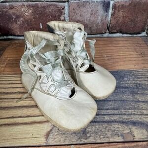 Antique Baby Toddler Boy High Top Leather Shoes White Sz 4 Original Box & Laces